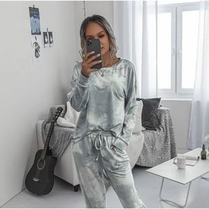 Boho Soft Gray Tie Dye Two Piece Jogger Set